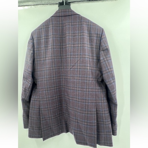 Charles Tyrwhitt Burgundy check lightweight wool texture slim fit jacket 38R - Picture 3 of 15